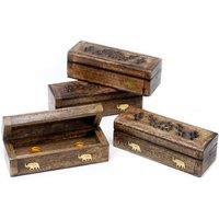 KDMD Incense Cone Smoke Box 6" - Mango Wood in Brown