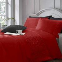 Intimates Elegant Pinsonic Geometric Duvet Cover & Pillowcase Set in Red | Size: Super King