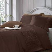 Intimates Elegant Pinsonic Geometric Duvet Cover & Pillowcase Set in Chocolate | Size: Double