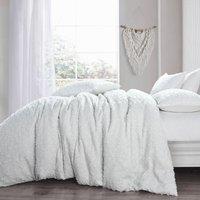 Intimates Elegant Tufted Duvet Cover & Pillowcase Set Stylish Boho Bedding in White | Size: Double