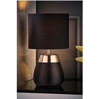 ValueLights Hurst Bulbous Touch Table Lamp with Drum Lamp Shade & Bulb in Black
