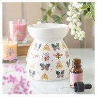 KDMD Floral Bug Print Oil Burner & Wax Warmer in White