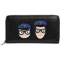 Dolce & Gabbana Men's Leather Biker Jacket with Zipper Detailing in Black