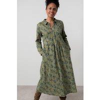 Lily & Me Women's Seasons Cotton Midi Shirt Dress with Full length sleeves in Green | Size: 10