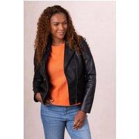 Lakeland Leather Women's 'Thirlend' Leather Biker Jacket in Black | Size: 14