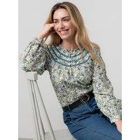 Lily & Me Women's Luna Breathable Cotton Long Sleeve Blouse with Lace Trim in Pink | Size: 18