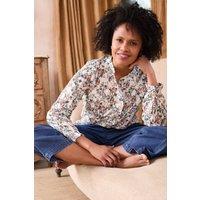 Lily & Me Women's Rachel Soft Cotton Long Sleeve Blouse with Scalloped Mandarin Collar in Duck Egg Blue | Size: 16