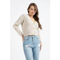 HOXTON GAL Women's Regular Fit Bonita Buttoned Knit Cardigan in Beige | Size: Medium