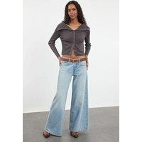 HOXTON GAL Women's Ribbed Knit Cropped Cardigan with Draped Collar in Dark Grey | Size: Large