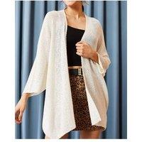 HOXTON GAL Women's Regular Fit Batwing Sleeve Open Front Knit Cardigan in White | Size: Medium