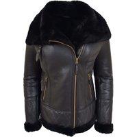 House of Leather Women's Isabelle Real Sheepskin Jacket in Black | Size: 18