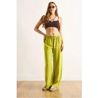 HOXTON GAL Women's Palazzo Pants with Elastic Waist - Wide-Leg Fit in Olive | Size: XL