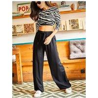 HOXTON GAL Women's Palazzo Pants with Elastic Waist - Wide-Leg Fit in Black | Size: 2XL