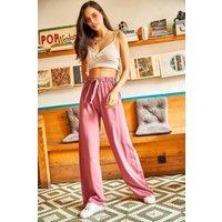 HOXTON GAL Women's Palazzo Pants with Elastic Waist - Wide-Leg Fit in Rose | Size: Large