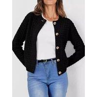 Button-Up Long Sleeve Cardigan- Black