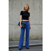 HOXTON GAL Women's High-Waist Wide-Leg Woven Pleated Trousers in Blue | Size: 12