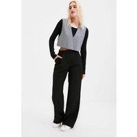 HOXTON GAL Women's High-Waist Wide-Leg Woven Pleated Trousers in Black | Size: 14