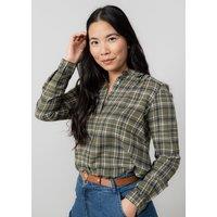 Lily & Me Women's Beech Brushed Cotton Long Sleeve Checked Shirt with Curved Hem | Size: 14