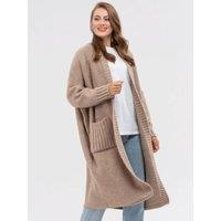 Pocketed Open Front Longline Cardigan with Moderate Stretch-