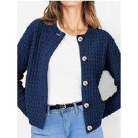 Button-Up Long Sleeve Cardigan- Dark Navy