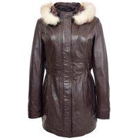 House of Leather Women's Womens Real Leather Coat Detachable Hood Kathy Brown 10 | Size: 20