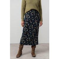 Lily & Me Women's Melissa Printed Soft Brushed knit Midi Skirt in Navy | Size: 8