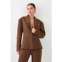 MissPap Women's Tailored Dipped Waist Blazer in Chocolate | Size: 10