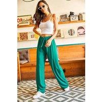 HOXTON GAL Women's Wide-Leg Palazzo Pants with Comfortable Elastic Waist in Dark Green | Size: Medium
