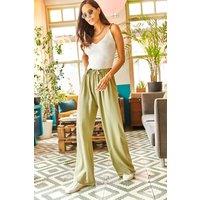 HOXTON GAL Women's Wide-Leg Palazzo Pants with Comfortable Elastic Waist in Light Khaki | Size: 2XL