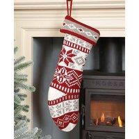 Dibor Set of 4 Red Fair Isle Nostalgia Knit Xmas Gift Christmas Stocking | Size: 4 Pack