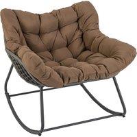 Costway Outdoor Rocking Chair Oversized Patio PE Wicker Egg Chair in Dark Brown