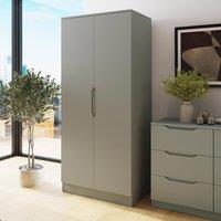 FWStyle Luno Wardrobe 2 Door Green Double Design Storage Shelf & Rail