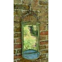 Inspirational Gifting Lovely Broughton Birdcage Mirror Display Shelf 70cm tall in Green