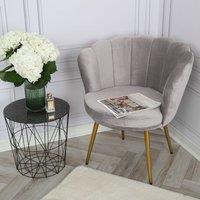Home Garden Direct Flora - Velvet Accent Chair with Scalloped-back Design - Grey