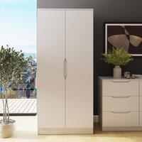 FWStyle Luno Wardrobe 2 Door White Double Design Storage Shelf & Rail