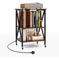 Costway Record Player Stand Turntable Stand Vinyl Storage Cabinet in Brown