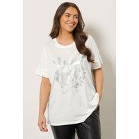 Evans Women's Floral Stud Top in White | Size: 22-24