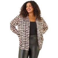 Roman Women's Curve Animal Print Pocket Shirt in Pink | Size: 18