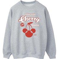 Disney Women's I Like You Cherry Much Minnie Mouse Sweatshirt in Grey | Size: Large