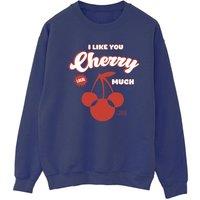 Disney Women's I Like You Cherry Much Minnie Mouse Sweatshirt in Navy | Size: Small