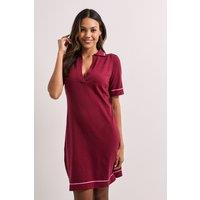 Dorothy Perkins Women's Berry V Neck Knitted Tipped Mini Dress | Size: Small