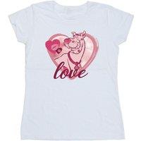 Scooby Doo Women's Love Kisses Cotton T-Shirt in White | Size: Large