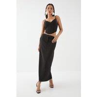 MissPap Women's Pinstripe Tailored Maxi Skirt in Black | Size: 12
