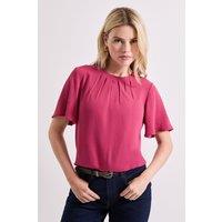 Dorothy Perkins Women's Gathered Neckline Angel Sleeve Blouse in Rose | Size: 10