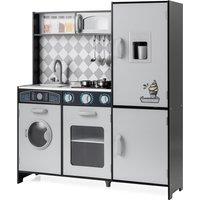 Costway Pretend Play Kitchen Kids Wooden Toy Set Kitchen Accessory Playset in Grey
