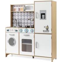 Costway Pretend Play Kitchen Kids Wooden Toy Set Kitchen Accessory Playset in Natural