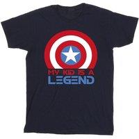 Captain America Men's My Kid Is A Legend Cotton T-Shirt in Navy | Size: XL