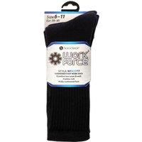 Work Force Men's Cotton Rich Socks (Pack of 2 Pairs) in Black | Size: 6-11