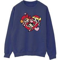 Powerpuff Girls Men's Holding Hands Heart Sweatshirt in Navy | Size: Small
