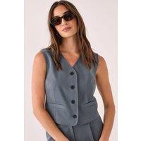 NastyGal Women's Tailored Boxy Button Through Waistcoat in Grey | Size: 6